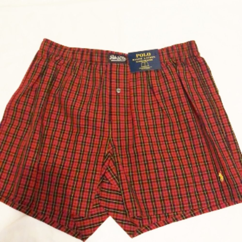 Boxer shorts mens new size L Polo Ralph Lauren cotton classic fit plaid